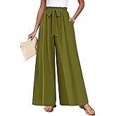 TAOHUADAO Wide Leg Maxi Pants for Women High Waisted Plus Size Palazzo Pants Casual Flowy Trousers with Pockets