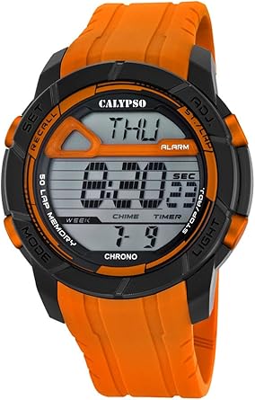 Calypso Hombre Reloj Digital con Pantalla LCD Pantalla Digital Dial y Correa de plástico Naranja k5697/3