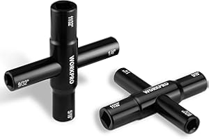 WORKPRO 2PC 4 Way Sillcock Key Set, 40Cr Universal Utility Water Key, 1/4", 9/32", 5/16", 11/32", Multifunctional Heavy-Duty Water Valve Key Tool for Faucet, Spigot, Electric Meter & Cabinet, Black