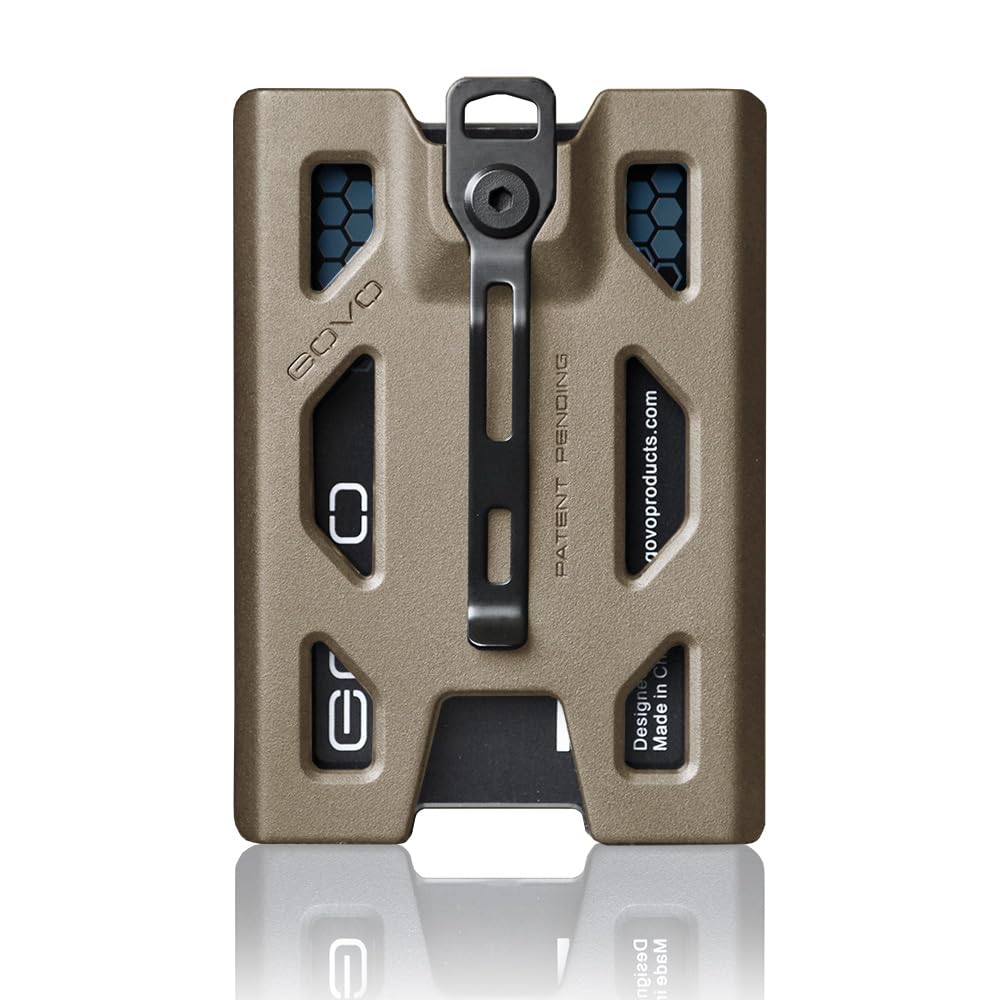 GOVO Badge Holder/Wallet - Durable ID Card Holder with Metal Clip and 4 Cards Slot (Holds 1-4 Cards) (Tan)