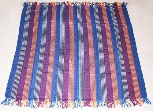 Luxury Hand Twill Weave Large Shoulder Scarf- Soft &amp; Comfortable, Blanket, Blue Stripes 123cm X 123cm