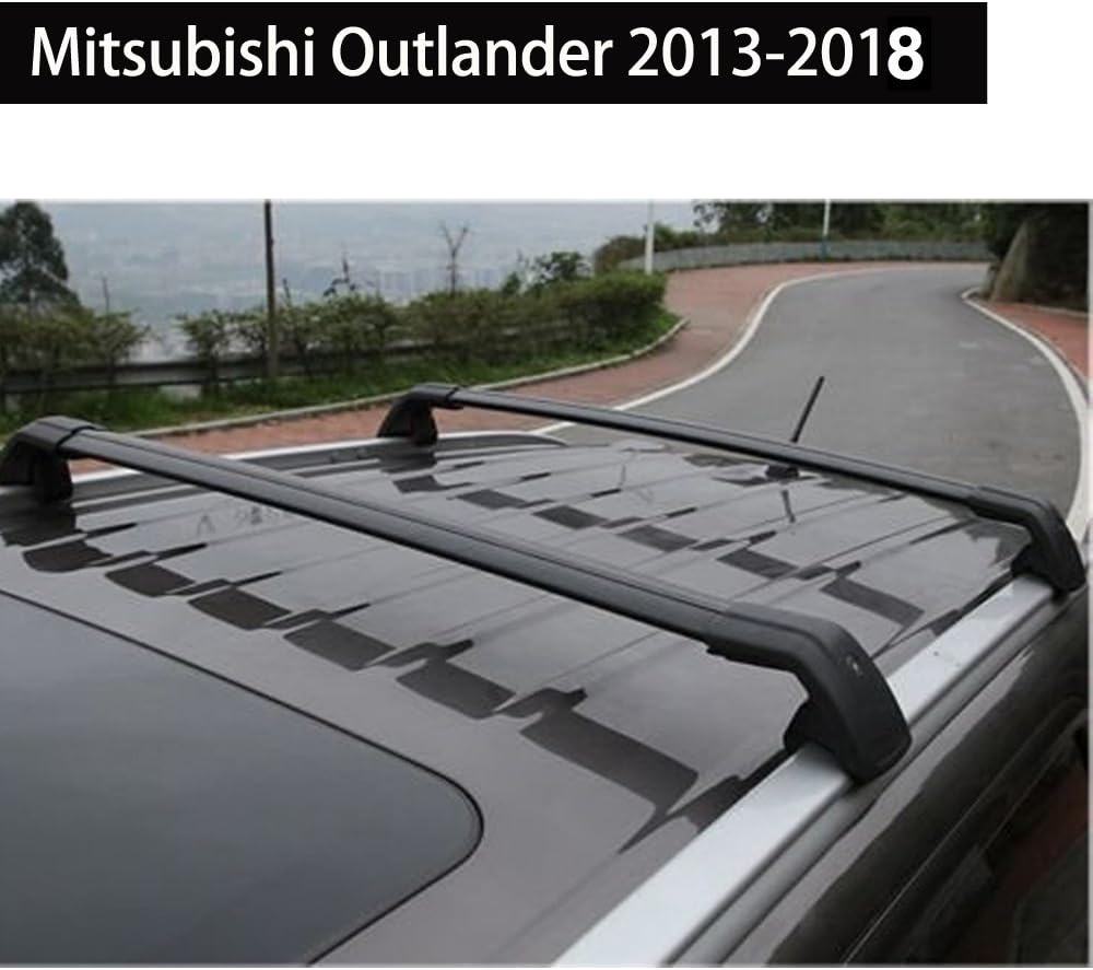 KPGDG Fit for Mitsubishi Outlander 2013-2018 Lockable Baggage Luggage Racks Roof Racks Rail Cross Bar Crossbar - Black