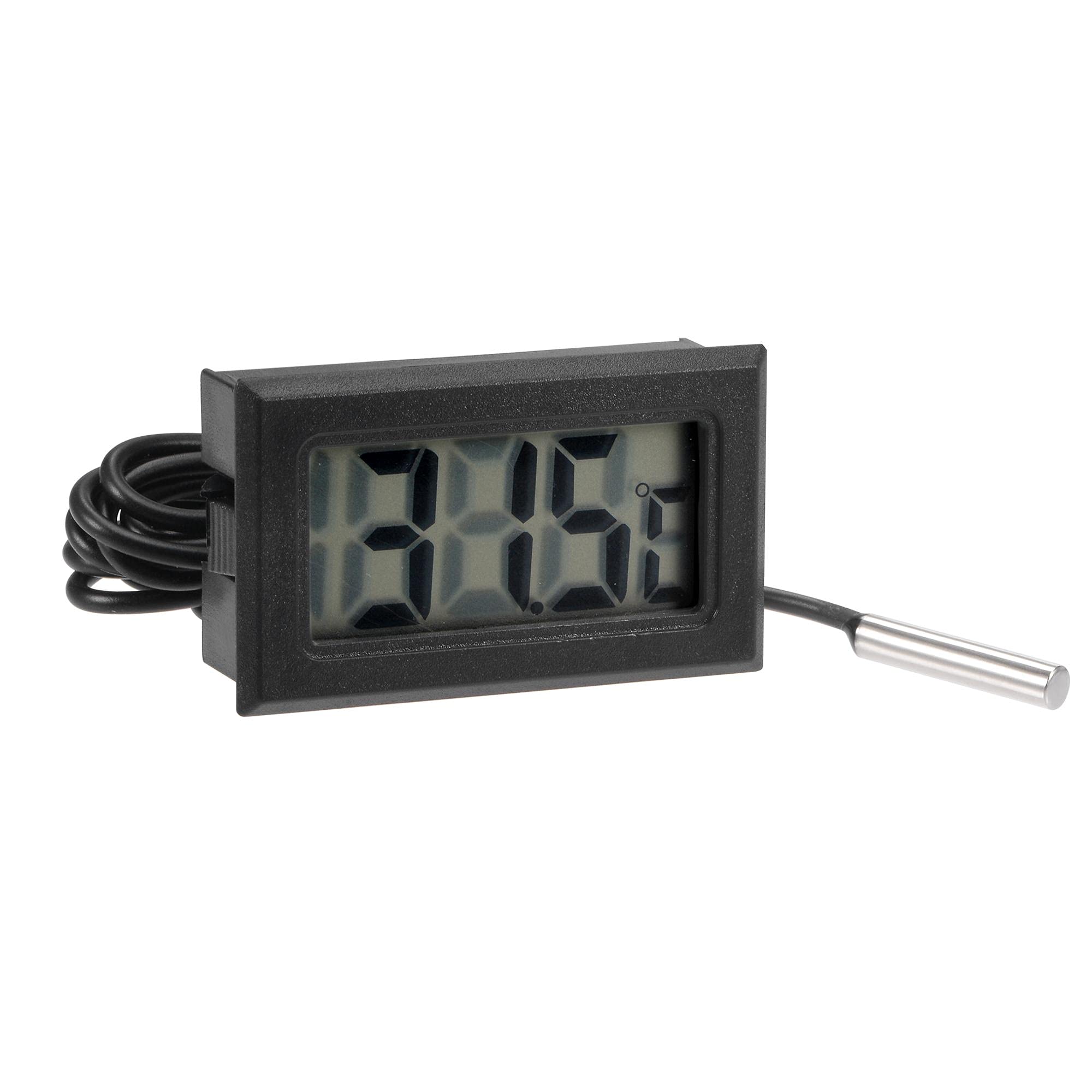 sourcing map Digital Thermometer -50 to 110 Degree 10K Temperature Gauge Tester with 16ft NTC Temperature Sensor Probe Cable