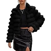 Yimoon Women's Fur Coat Fluffy Long Sleeve Lapel Cropped Faux Jackets Open Front Shaggy Coat Outerwear