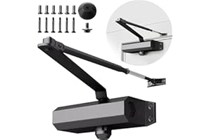 ADOTURE DIRECT Heavy Duty Automatic Door Closer with Hold Open (for Doors 132-187 lbs), Automatic Hydraulic Storm Door Closers,Storm Door Parts Hardware for Residential and Commercial Doors Use (Black)