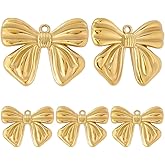 Beebeecraft 15Pcs Bowknot Charms 18K Gold Plated Bow Tie Kawaii Pendant Charms for Jewelry Making Earrings Necklace