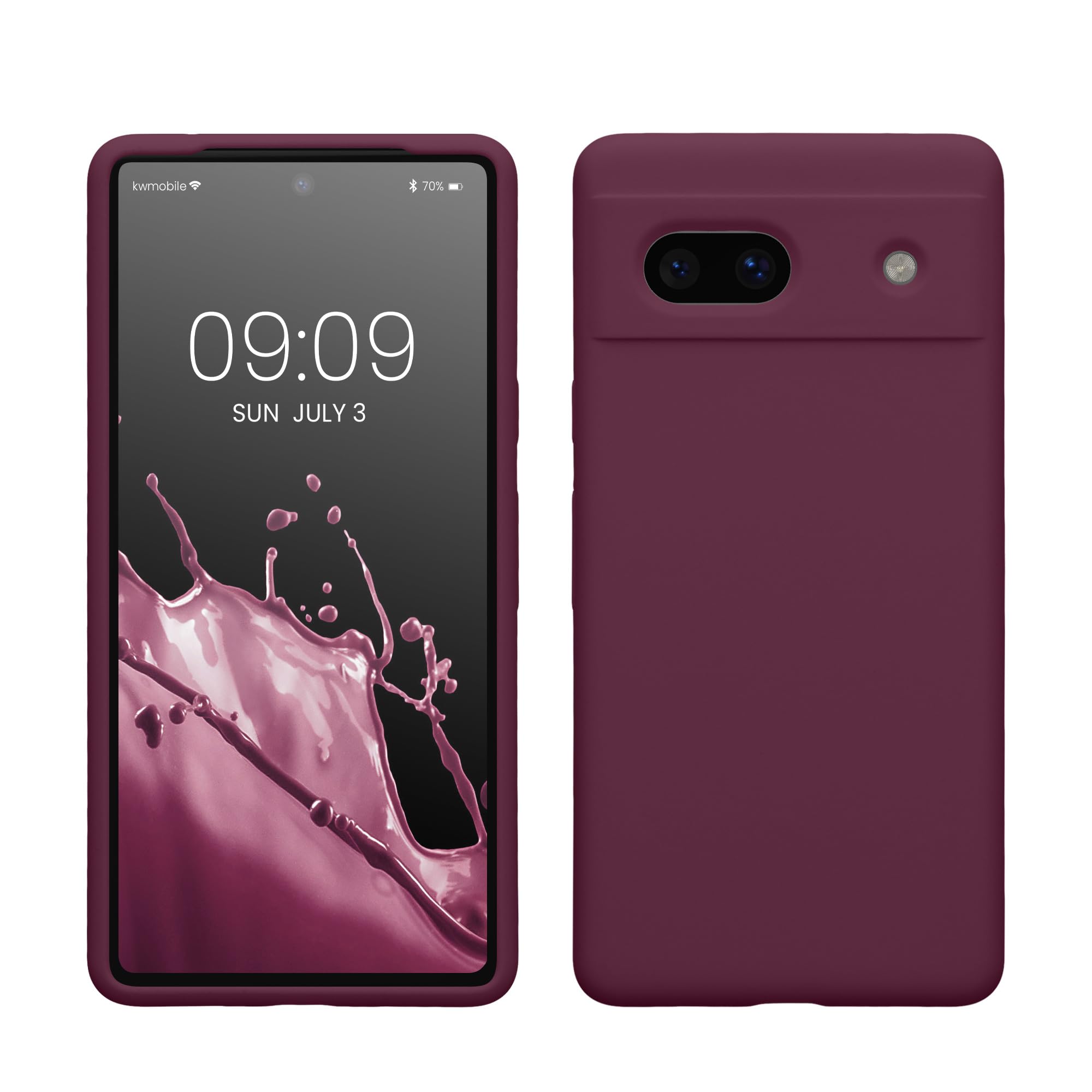 kwmobile Case Compatible with Google Pixel 7a Case - TPU Silicone Phone Cover with Soft Finish - Bordeaux Violet — image 1