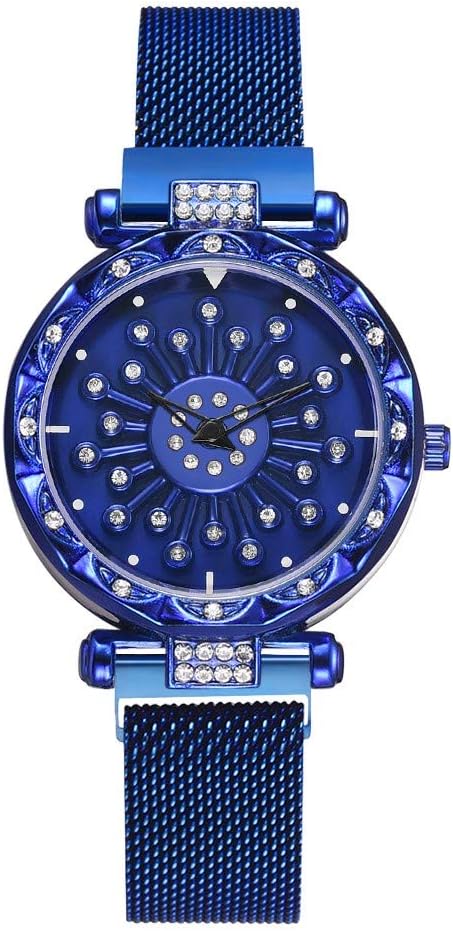 Women Watch Sale Clearance - Women's Analogue Quartz Wrist Watch Starry Sky Convex Glass Quartz Mesh with Magnetic Buckle Ladies Watch (G)