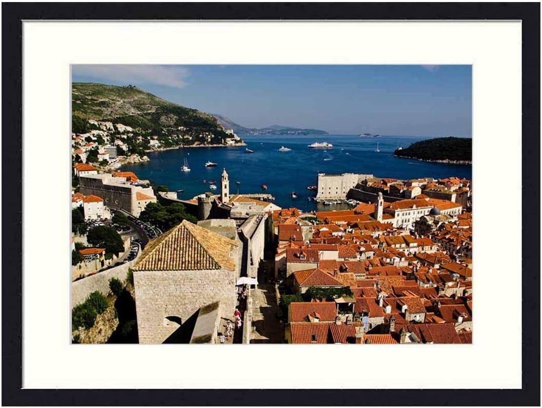 Wall Art Canvas Prints Wood Framed Paintings Artworks Pictures(20x14 inch) - Dubrovnik Roofs Walls Old City Sea City