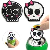 QIQQIQ 2Pc Skull Soda Can Opener with Keychain,Easy Pull Tab Opener Tool for Sore Hands Long Nails,Portable Halloween Kitchen Accessory White&Black
