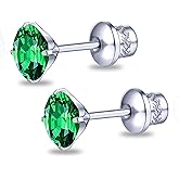 TitanHeart G23 Titanium CZ Stud Earrings, Hypoallergenic F136 Implant Grade Titanium Screw Back Simulated Diamond Earrings for Sensitive Ears, 6mm 5A Cubic Zirconia Stud Earrings for Women