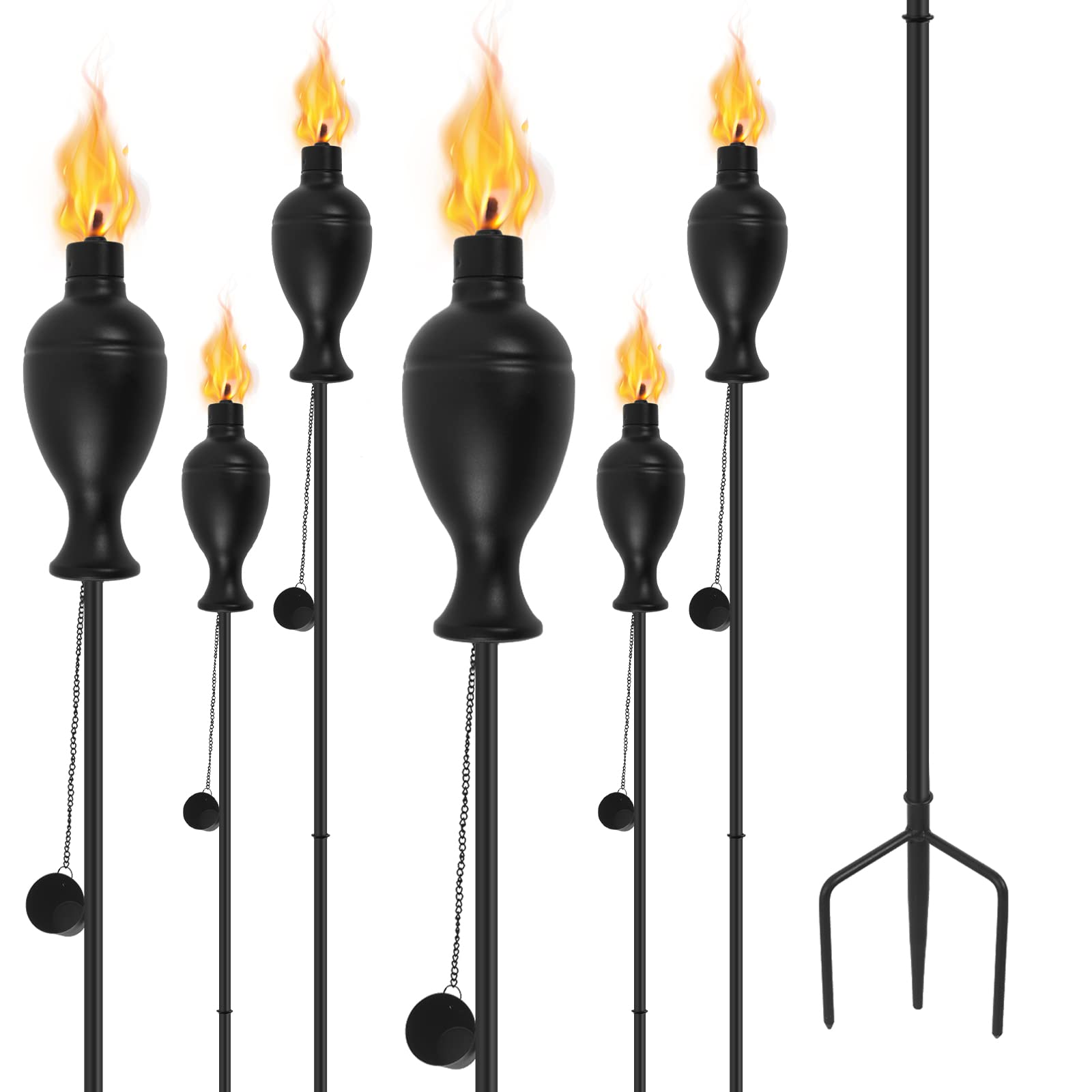 Photo 1 of ZSPENG 6 Pack Metal Torches for Outside, Upgraded Metal Torches with 3-Prong Grounded Stake, Extra-Large 58-Inch Citronella Torches for Party Patio Pathway (More Stable)