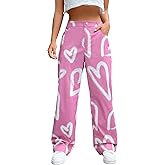 Floerns Women's High Waist Print Pants Y2K Print Wide Leg Denim Jeans