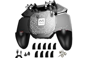 MIKIRINI 11 in 1 Mobile Phone Game Controller with Semiconductor Cooling Fan for iPhones and Android Phones, Cell Phone Gaming L2R2 4 Triggers with Phone Cooler for PUBG/Call of Duty/Apex/Knives Out