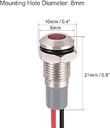 sourcing map 8mm Red LED Metal Indicator Light AC/DC 12-24V Dash Pilot Lamp IP66 view 2