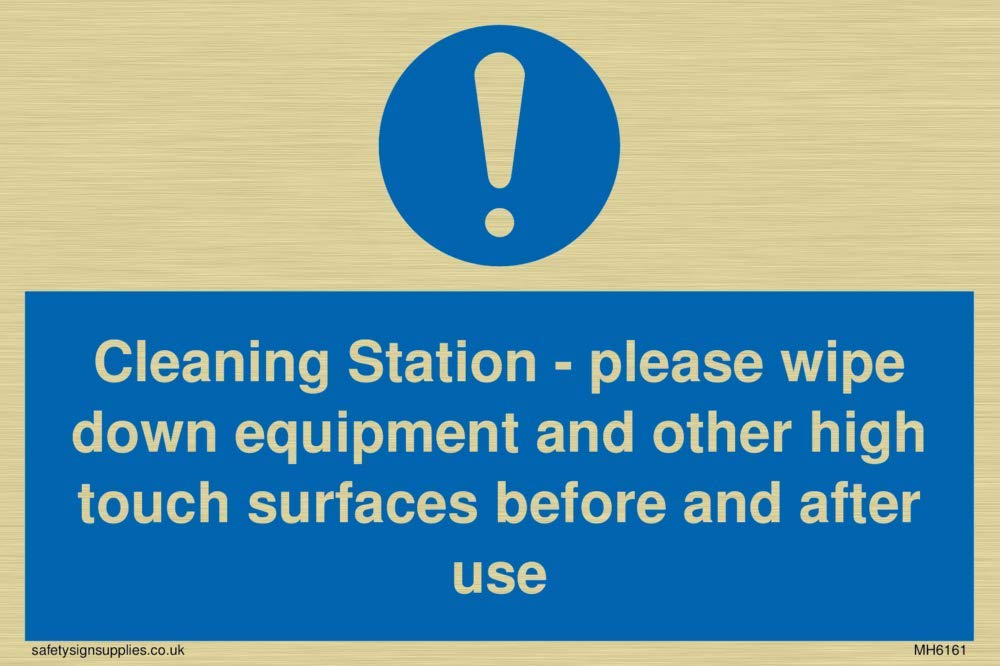 Cleaning Station - please wipe down equipment and other high touch surfaces before and after use