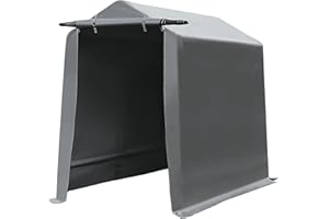 Gardesol Storage Shelter, 6x8 ft Portable Shed Outdoor Carport with Roll-up Zipper Door, Waterproof and UV Resistant Outdoor Storage Shed for Bike, ATV, Motorcycle Shelter, Gray