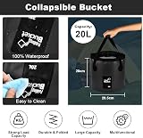 Flintronic 20L Folding Water Bucket Outdoor Camping Collapsible Black view 3
