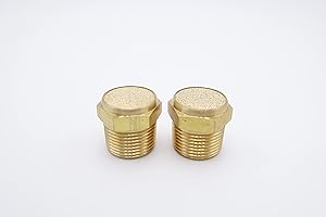 IVLPHA Pneumatic Air Muffler, Sintered Bronze Air Breather Vent Muffler Filter 3/4" Male NPT Air Solenoid Valve Brass Silencer Fitting (Pack of 2)