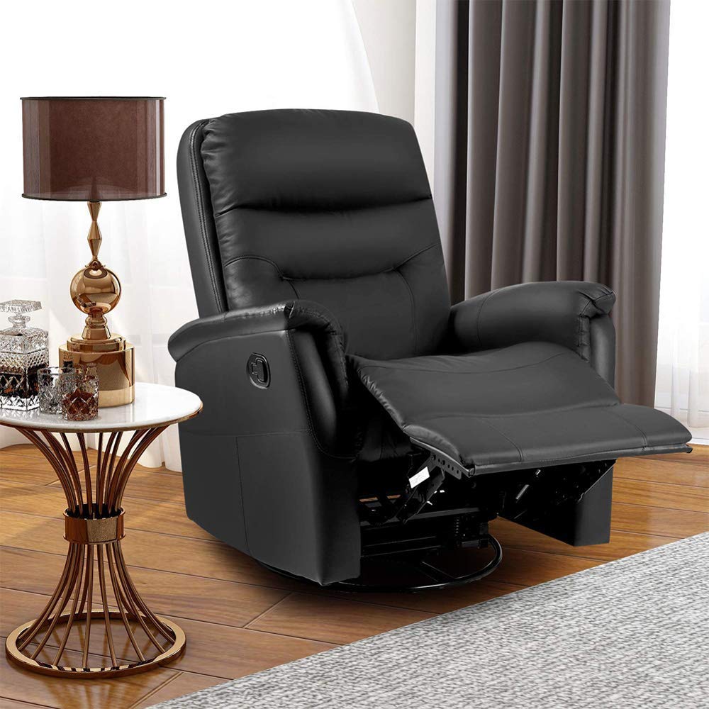 LIFE CARVER 360° Swivel Leather Recliner Armchair Reclining Sofa Padded