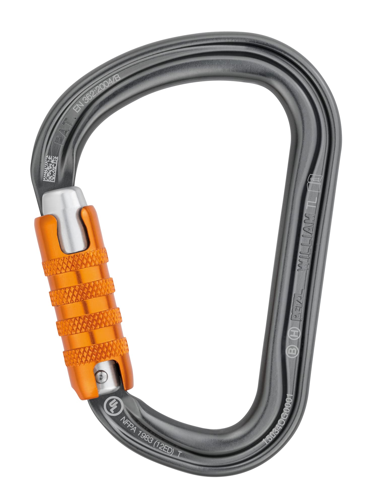 Petzl M36A TL WILLIAM Asymmetrical Large Capacity Aluminium Carabiner, Size: Triact-Lock, Grey