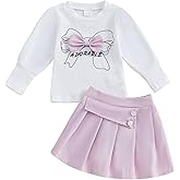 Toddler Baby Girls Fall Outfits Big Bowknot Sweatshirt+ Ruffled Uniform Skirts Dress Little Princess Birthday Clothes