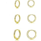 Small Silver Hoop Earrings, Sterling Silver Hoop Earrings For Women Hypoallergenic Earrings Tiny Huggie Hoop Silver Earrings Set For Men 3 Pairs