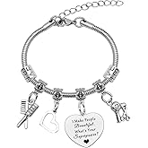 Beautician Gifts Bracelet Birthday Gift for Hairdresser Jewelry Hair Stylist Gifts for Women Cosmetology Graduation Gift Bracelet Inspirational Present for Friend Beauty Salon Hair Barber Present