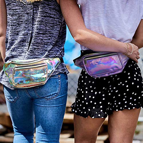 Holographic Fanny Pack Fashion Rave Waist Bag with Adjustable Belt for