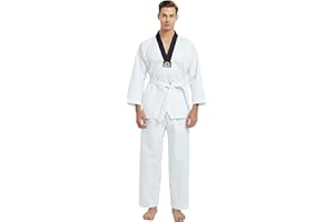 TopTie V-Neck Taekwondo Uniform for Kids Adults, TKD Dobok Uniform Martial Arts Uniform with Belt