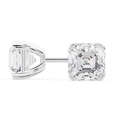 Amazon Com 14k White Gold Asscher Shape Diamond Stud Earrings 50