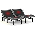 koorlian Adjustable Bed Frame Split King with Message, 5 Height Options, 3 Message Modes, High Thrust Quiet Motors, A&C USB Ports, Under-Bed Nightlight, 10 Minutes Tool-Free Easy Assembly
