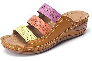 WILLISOS Orthopedic Sandals for Women Dressy Summer Comfortable Walking Sandals with Arch Support Platform Wedge Slides Shoes