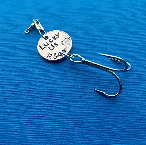 Lucky Us Fishing Lure - Boyfriend Gift - Gift for Him - Girlfriend Gift - Anniversary Gift - Stamped Penny - Gift for Her