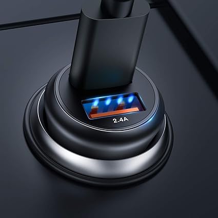 Quick Charge 3.0 Auto Ladegerät, QC 3.0 USB Auto Adapter KFZ Ladegerät 2-Port 30W Aluminium-Legierung Gehäuse Autoladegerät f