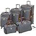 LONDON FOG Kensington Softside Expandable Spinner Luggage, Blue Tan Plaid, Carry-On 21-Inch