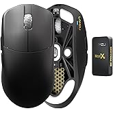 Lamzu Maya X Wireless Gaming Mouse, Ultra Lightweight 47g, Optical Switch, Maximum 30000 DPI, Symmetrical, MCU Nordic 52840, Dust-Proof Encoder, PAW3950 Sensor(Larger Maya) (Black)