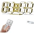 COVERY Golden Digital Wall Clock, 3D LED Desk Clocks, 10 '' Large Numbers, One-Touch Light Switch for Girl Room - Alarm, Snooze, Temperature, Wireless Remote, Nightlight, Auto Brightness Lights