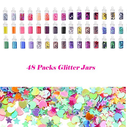 Slime Supplies Kit 75 Pack Slime Beads Charms for Kids, Include Styrofoam Balls, Fishbowl Beads, Glitter Jars, Fruit Slice, Sugar Paper, Clear Containers with Lids Slime Tools for DIY Slime Girl Party