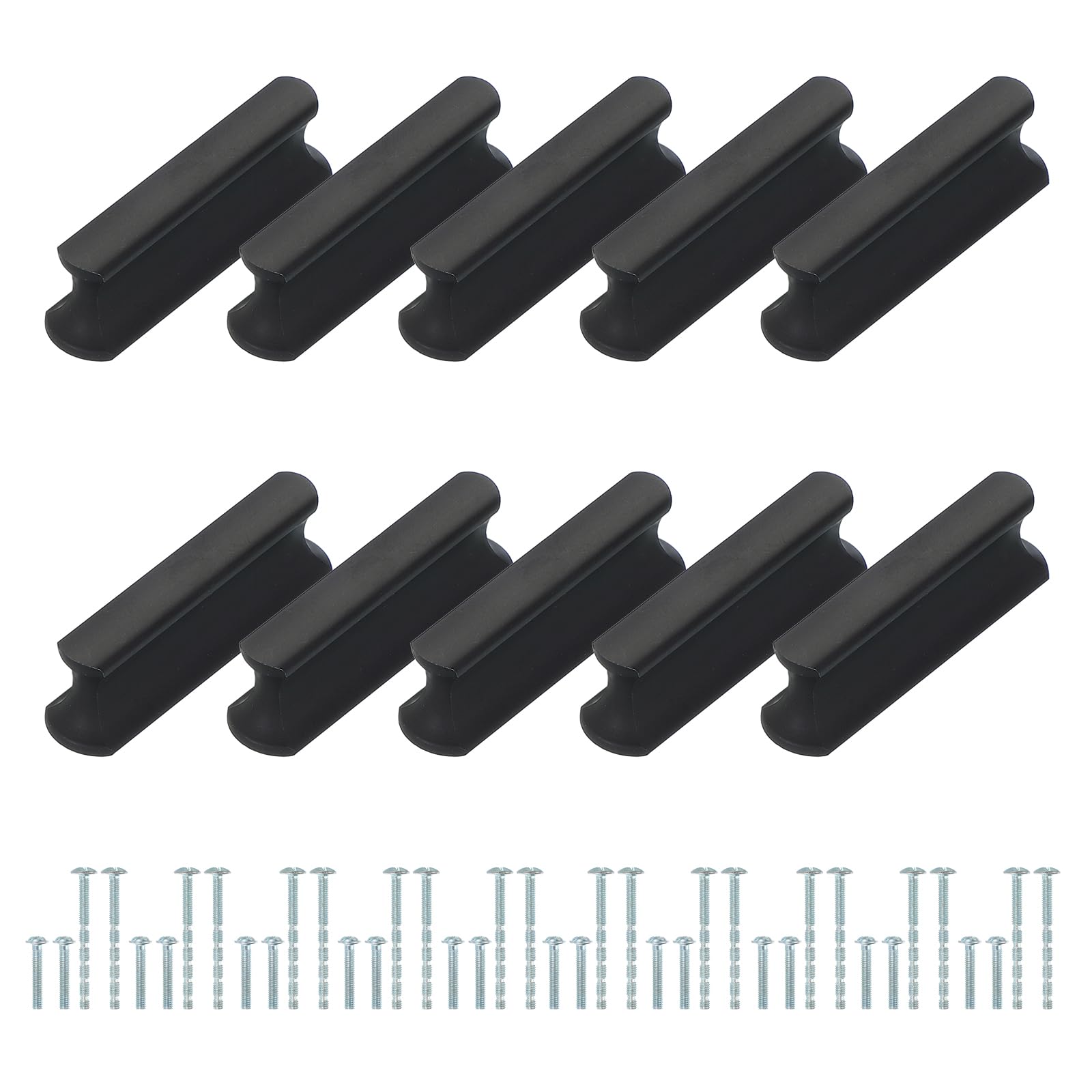 PATIKIL Door Handles 1.26 Inch (32mm) Hole Center, 10 Pack Brushed Pulls Kitchen Drawer Hardware for Cupboard Drawer Pulls, Black
