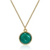 Aliyoham Jade pendant Necklace for Women, 14K Gold Plated Circle Pendant, Adjustable Dainty Gold Chain, Hypoallergenic Jewelry Gift for Mom