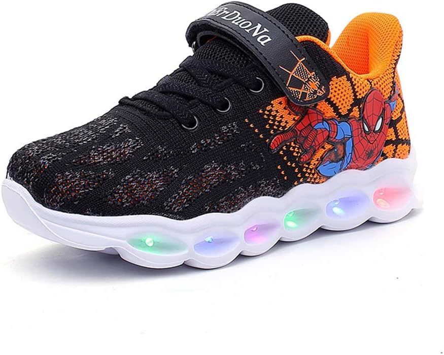 RKIDA Kids Boys Spiderman Light-up Sneakers Flashing Running Shoes