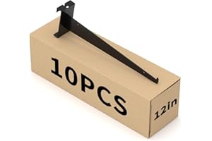 HUZJIEHUI 12” Gridwall Shelf Bracket with Lip，10 Pcs Heavy Duty Grid Wall Brackets Set，Floating Metal Gridwall Accessories for Shelving Display