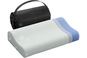 Ruizman Memory Foam Travel Pillow - Cooling Camping Pillows for Sleeping 2 Heights Design - Small Memory Foam Pillow for Hiking, Backpacking, with Portable Storage Bag (Grey)