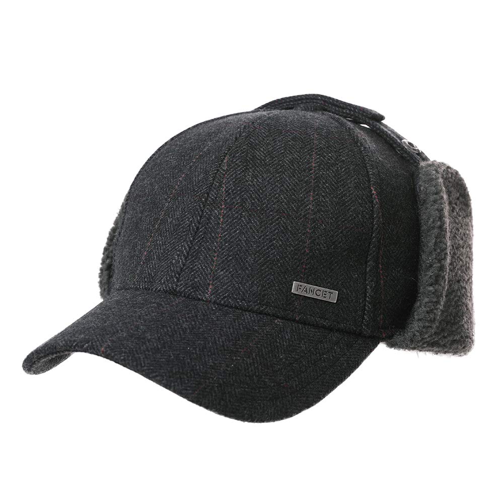Mens Thick Wool Winter Baseball Cap 