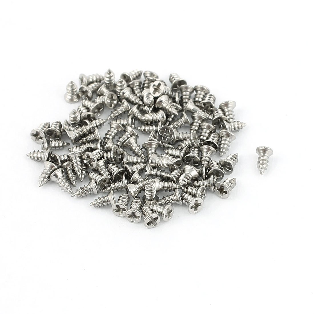 sourcing map 100pcs M1.2 x 3mm Stainless Steel Phillips Flat Head Self-Taping Screws
