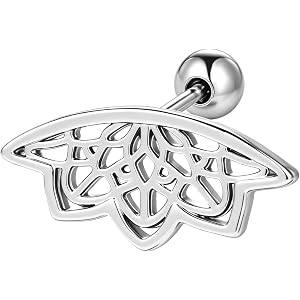 Aoedej 18G Stainless Steel Cartilage Flat Back Earring | Women Geometric Mandala Lotus Flower Unique Punk Earrings Jewelry