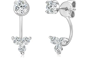 Moissanite Jacket Earrings for Women 925 Sterling Silver 18K White Gold Plated D-E Color Brilliant Lab Create Diamond Hypoall