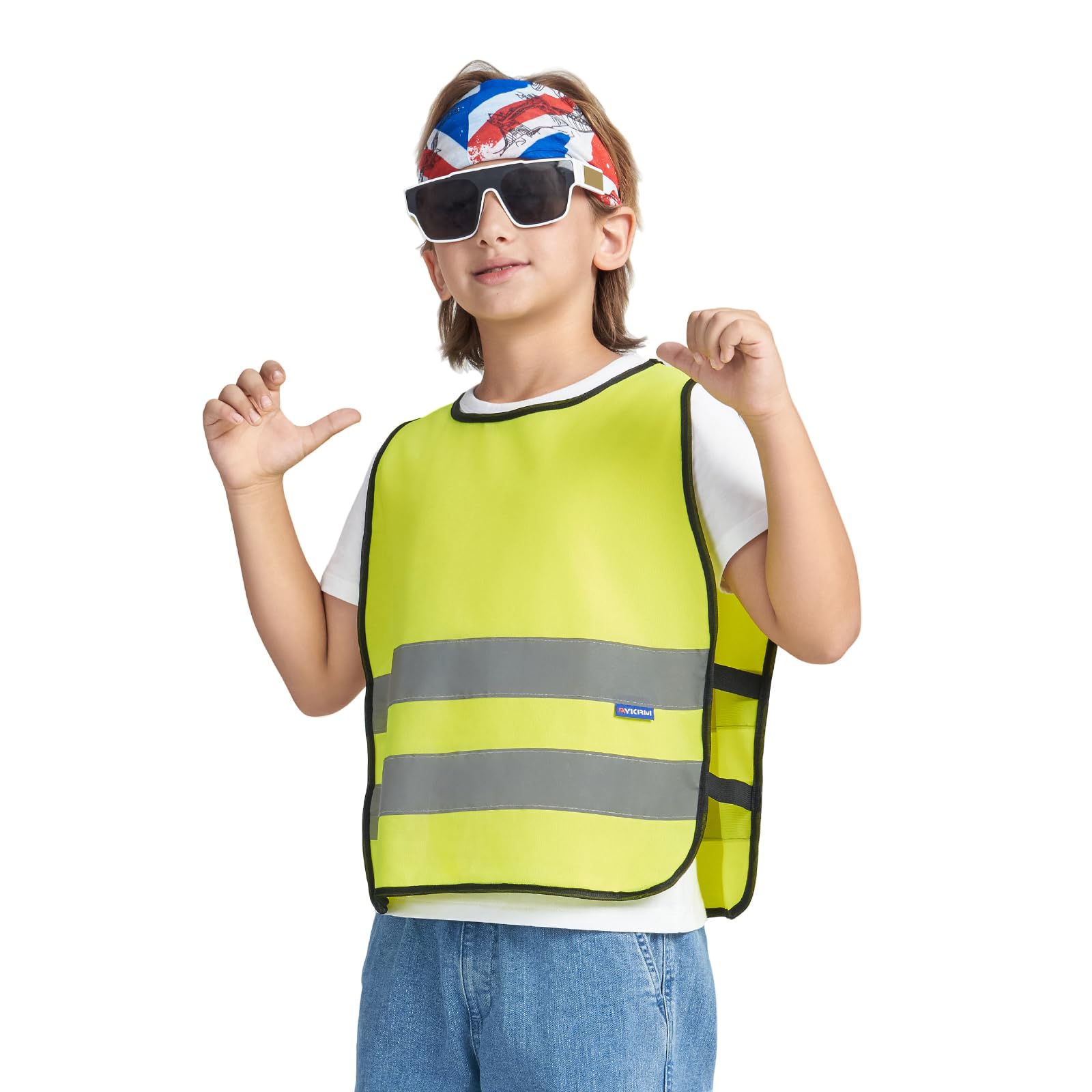 AYKRM 10-14 Year Kids High Visibility Reflective Vest High Vis Jacket for Kids