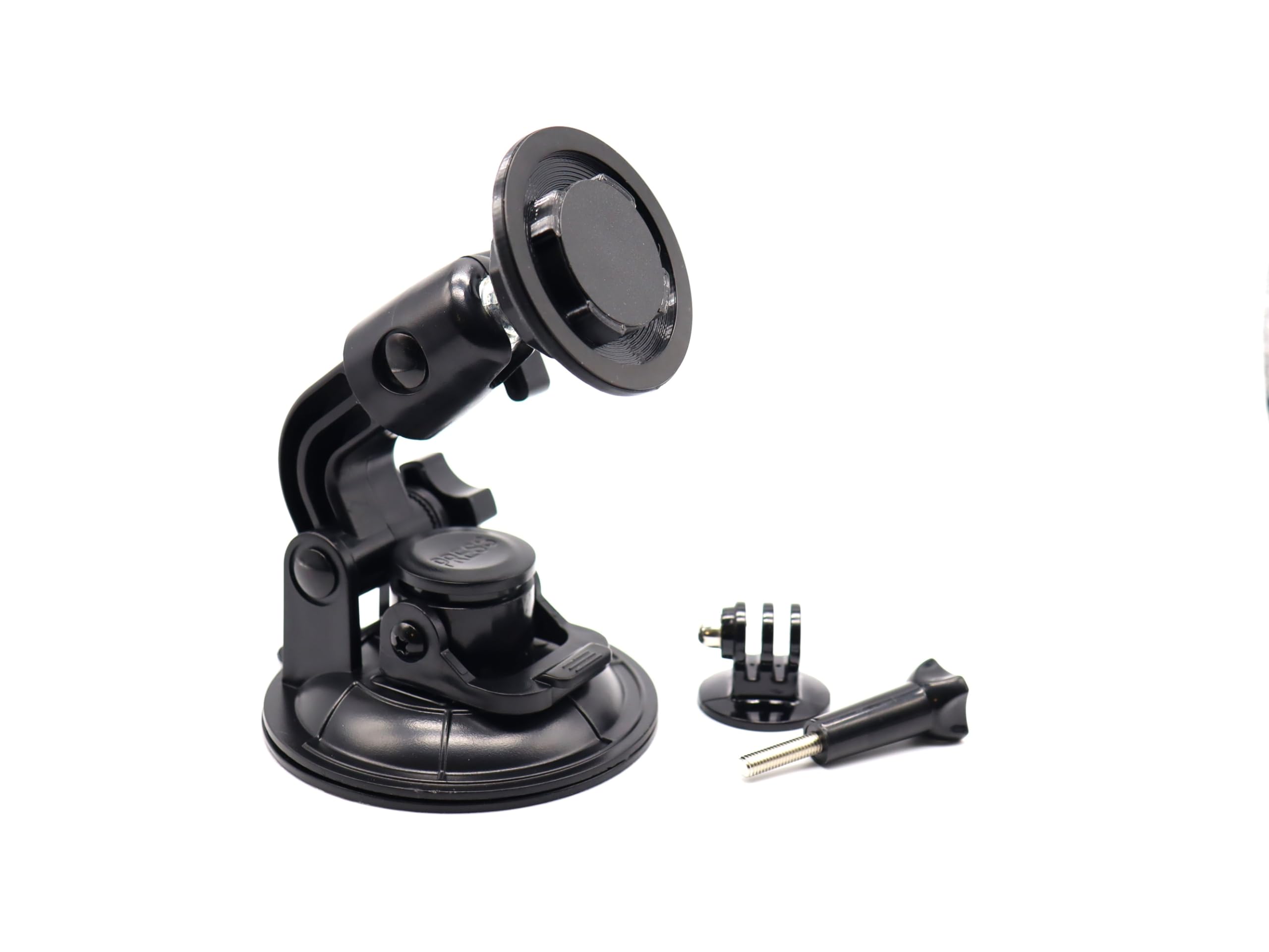 Quad Lock MAG compatible Windscreen Mount with action camera attachments, strong 9cm suction cup, by DesignUniverse Ltd